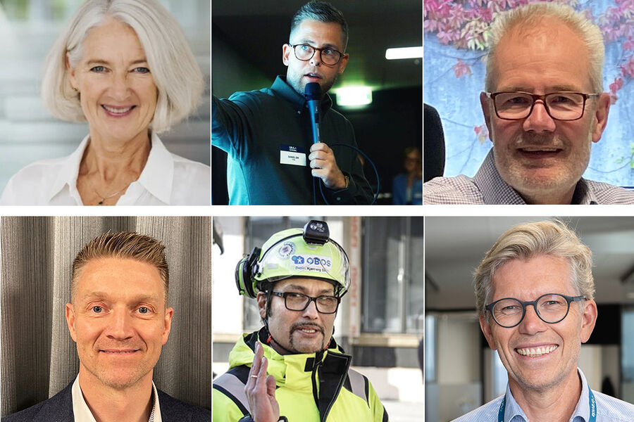 Disse deltar i den første seksjonen om kostnadsutviklingen i bygge- og rørbransjen. Øverst fra venstre, Marianne W. Røiseland, RørNorge, Daniel Eik, Eiwa, Bjørn Moen,VVP, nede fra venstre, Tor-Erik Sivertsen, BD, Daniel Kjørberg Siraj, DKS Consulting, Tore Bakke, Bravida.
