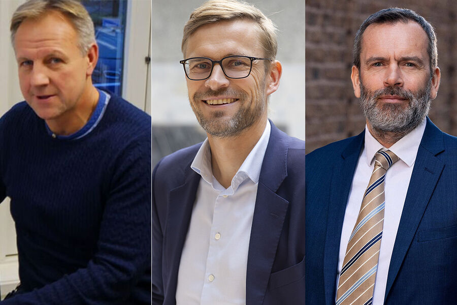 Disse tre vil snakke om hva som skiller de lønnsomme rørleggerbedriftene fra de som sliter mer, og har utfordringer med inntjeningen. Fra venstre, Helge Ranheim, Østlandske VVS, Henning Dalsegg, BDO, og Lasse Ødegaard, Advokatfirmaet Bengaard.