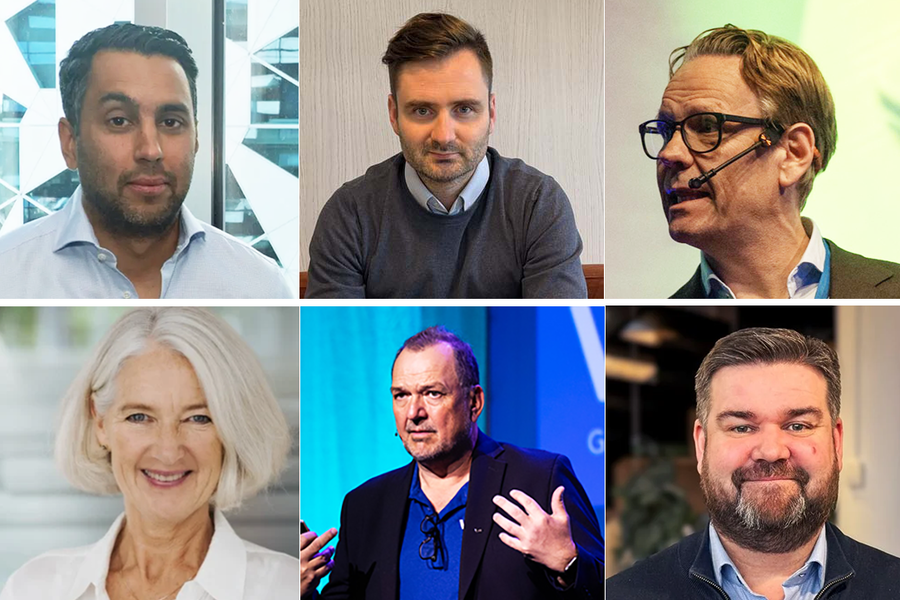 Disse bransjefolkene deltar i denne seksjonen. Fra venstre øverst Vanjeet Chatwal, COO – Anter AS, Morten Bogaard - Partner Deal Advisory - BDO, Anders Roesgaard-Gran - Salgsdirektør - Brødrene Dahl. Nede fra venstre:Marianne W. Røiseland, Adm.direktør – Rørentreprenørene Norge, Anders Almestad, konsernsjef – VB Gruppen, og Espen Haaland, Avdelingssjef Teknisk avdeling/ FO Bygg - Skanska Norge.