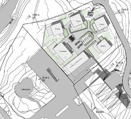 Situasjonsplan av illustrasjonsprosjektet - hentet fra figur 29 i planbeskrivelsen.