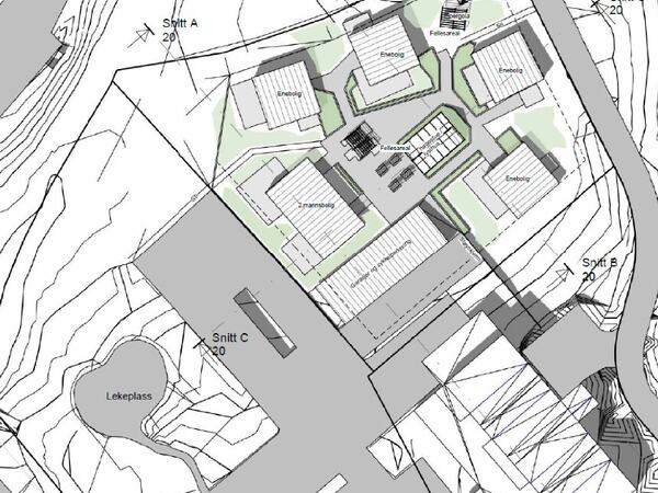 Situasjonsplan av illustrasjonsprosjektet - hentet fra figur 29 i planbeskrivelsen.
