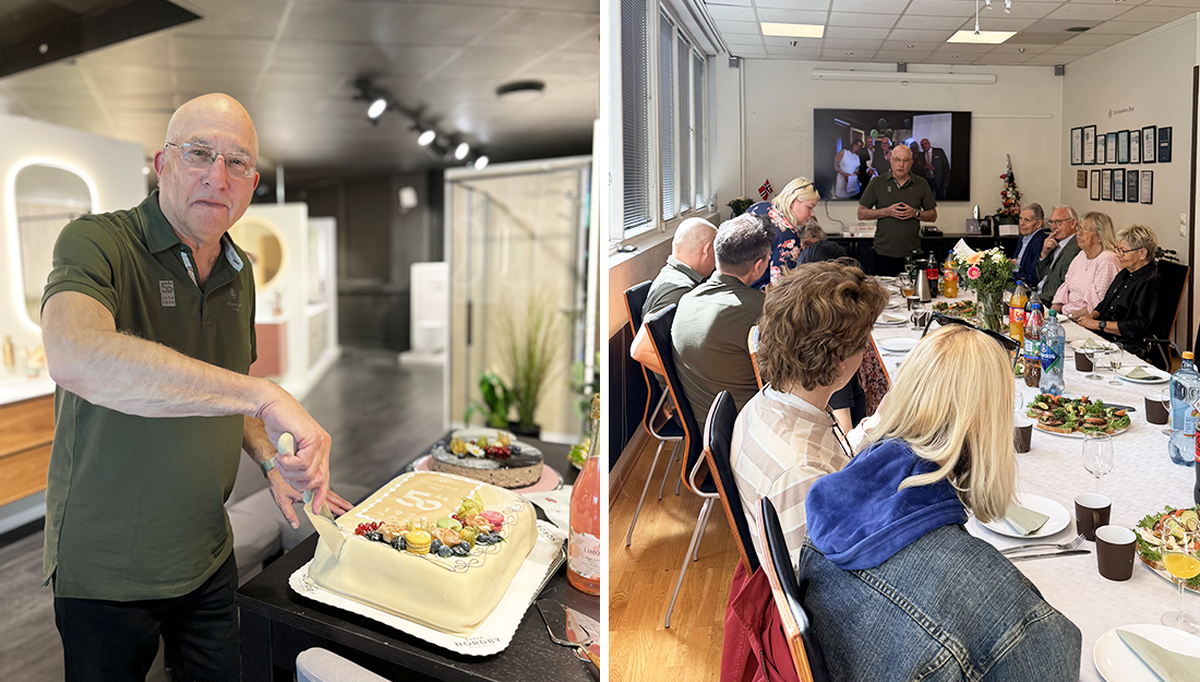 Her ser vi günder av Korsbakken Bad, Arne Korsbakken få æren av å ta det første kakestykket under markeringen av 50 -årsjubileet hos Korsbakken bad nylig. Der samlet de mange kunder og samarbeidspartnere til hyggelig lag og markering. Her ser vi günder av Korsbakken Bad, Arne Korsbakken få æren av å ta det første kakestykket under markeringen av 50 -årsjubileet hos Korsbakken bad nylig. Der samlet de mange kunder og samarbeidspartnere til hyggelig lag og markering.