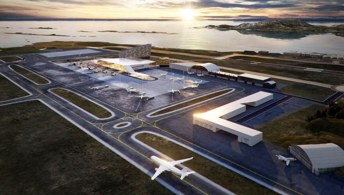 Slik den kan det nye terminalområdet på nye Bodø lufthavn bli seende ut når den står ferdig. (Illustrasjon: Avinor/Norconsult/LPO)