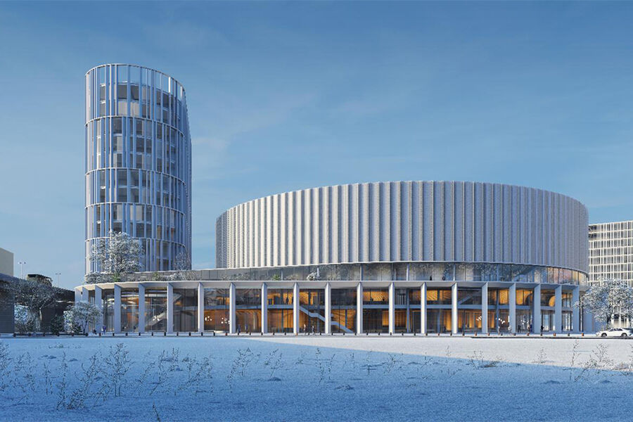 Den nye byarenaen vil få kapasitet til opptil 12 000 gjester og gi Bergen et etterlengtet moderne anlegg for konserter, arrangementer og idrett. (Illustrasjonen er en foreløpig skisse) Bilde: Illustrasjon: CF Møller/Nygårdstangen Utvikling