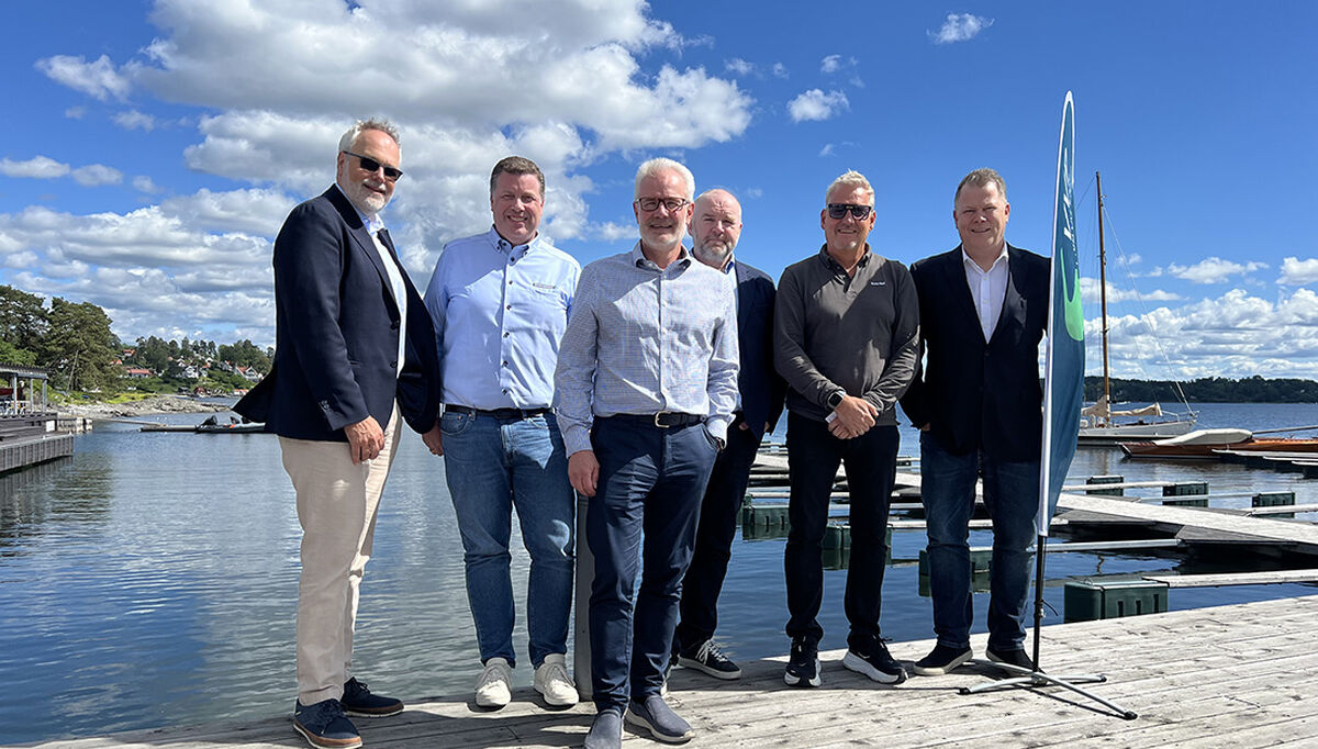 Det nye styret i VVP fra venstre, Eivind Omarhaug, Krohne Norway AS, Thorn Fredrik Hemsen, Armaturjonsson AS, Bjørn Moen, Daglig leder VVP, Scott Reinhard, Hawle AS, Robert Torp Halvorsen, Scala Bad AS, og Ebbe Kristensen, FM Mattsson Norway AS.