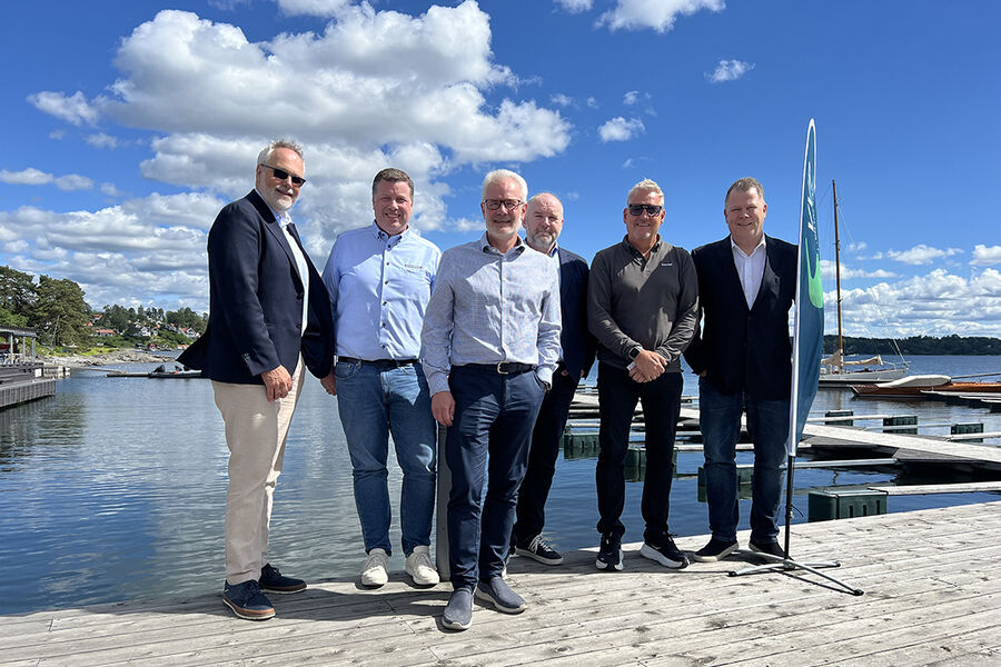 Det nye styret i VVP fra venstre, Eivind Omarhaug, Krohne Norway AS, Thorn Fredrik Hemsen, Armaturjonsson AS, Bjørn Moen, Daglig leder VVP, Scott Reinhard, Hawle AS, Robert Torp Halvorsen, Scala Bad AS, og Ebbe Kristensen, FM Mattsson Norway AS.