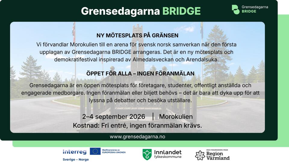 ÖPPET FÖR ALLA – INGEN FÖRANMÄLAN Grensedagarna är en öppen mötesplats för företagare, studenter, offentligt anställda och engagerade medborgare. Ingen föranmälan eller biljett behövs – det är bara att dyka upp för att lyssna på debatt