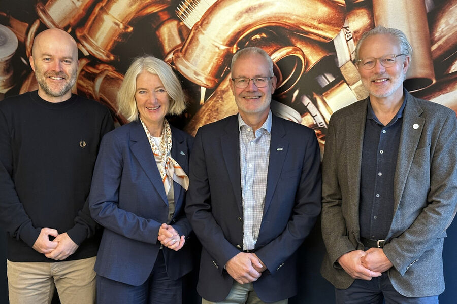 Rolf Iver Mytting Hagemoen, daglig leder i NOVAP, Marianne W. Røiseland, adm. dir. i RørNorge, Bjørn Moen, daglig leder i VVP og Thor Lexow, adm. dir. i VKE.