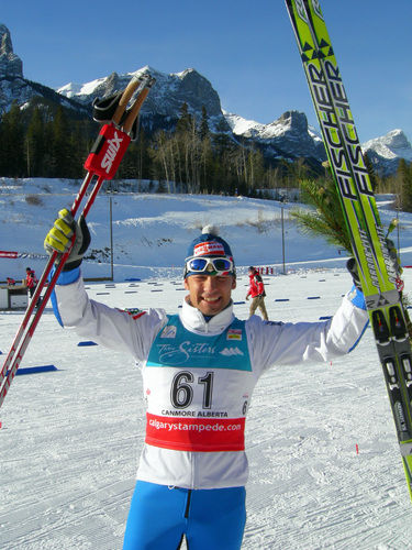 VALERIO CHECCHI vant sin første World Cup-seier i Canmore fredag, da han var raskest over 15 kilometer fri teknikk. Foto: KJELL-ERIK KRISTIANSEN, www.kristiansen-sport.com VALERIO CHECCHI vant sin første World Cup-seier i Canmore fredag, da han var raskest over 15 kilomet
